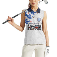 Custom England National Football Women Sleeveless Polo Shirt Football is Coming Home Typography Sporty Style