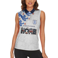 Custom England National Football Women Sleeveless Polo Shirt Football is Coming Home Typography Sporty Style