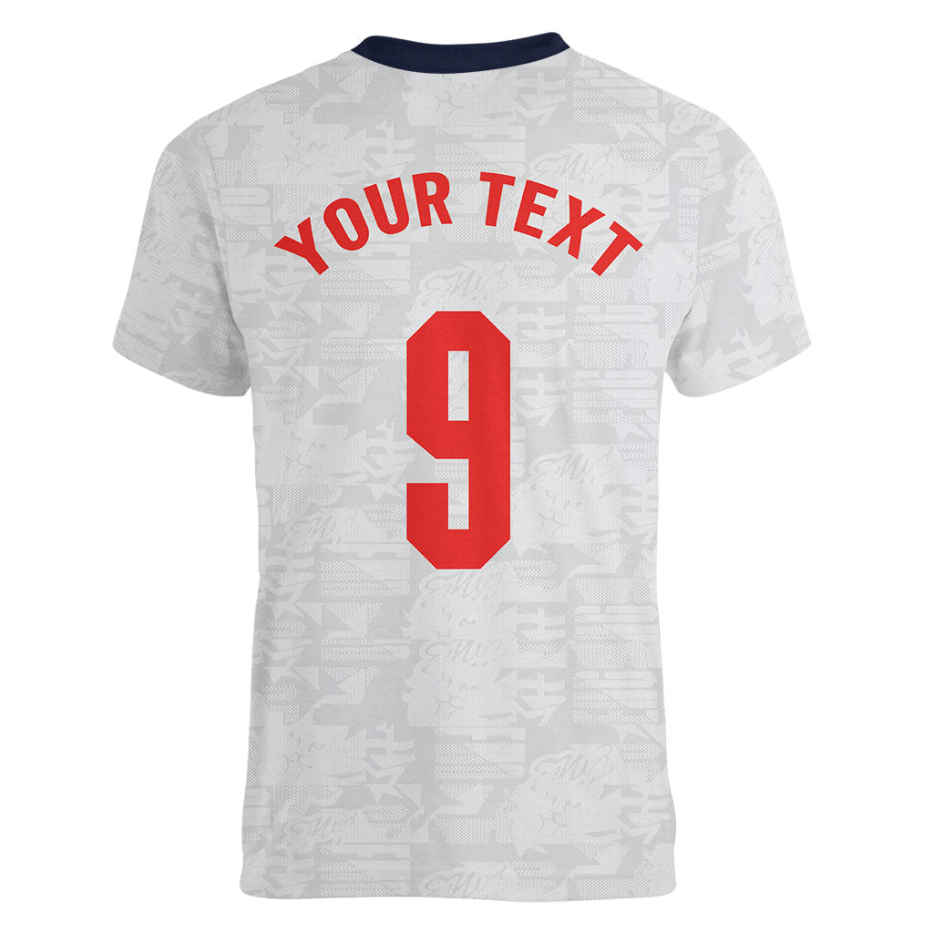 Custom England National Football Women V-Neck T-Shirt Football is Coming Home Typography Sporty Style