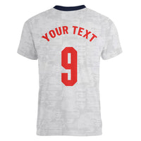 Custom England National Football Women V-Neck T-Shirt Football is Coming Home Typography Sporty Style