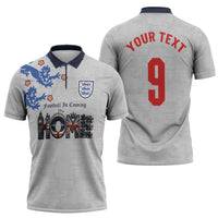 Custom England National Football Zipper Polo Shirt Football is Coming Home Typography Sporty Style