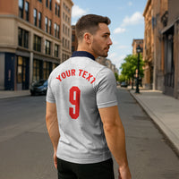 Custom England National Football Zipper Polo Shirt Football is Coming Home Typography Sporty Style