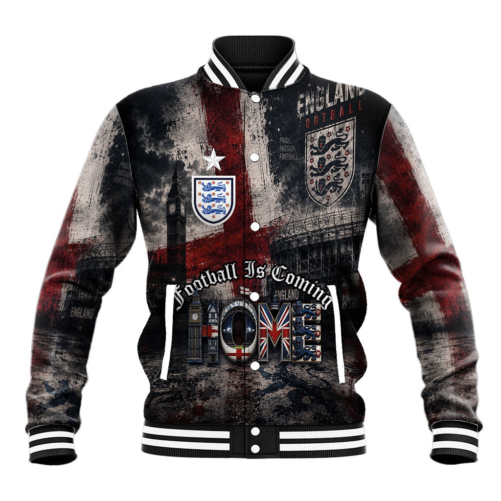 England National Football Baseball Jacket Football is Coming Home Typography Grunge Style