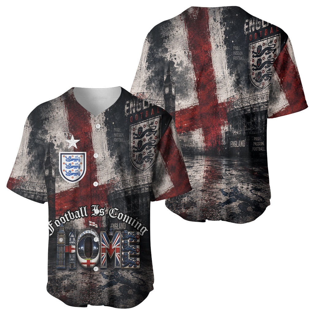 England National Football Baseball Jersey Football is Coming Home Typography Grunge Style