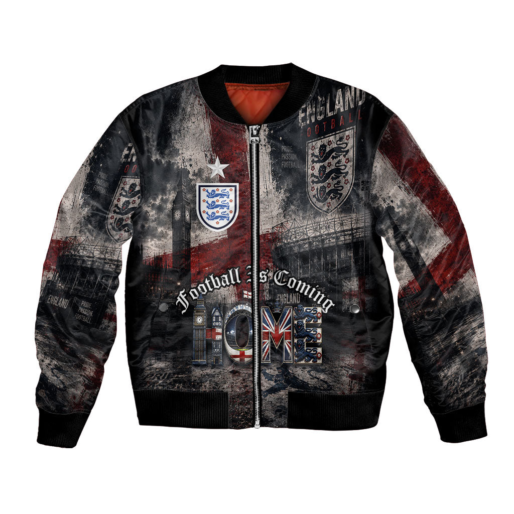 England National Football Bomber Jacket Football is Coming Home Typography Grunge Style