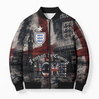 England National Football Bomber Puffer Jacket Football is Coming Home Typography Grunge Style