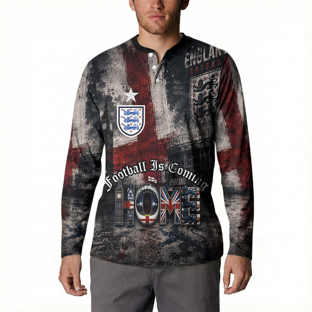 England National Football Button Sweatshirt Football is Coming Home Typography Grunge Style