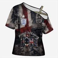 England National Football Cross Shoulder Shirt Football is Coming Home Typography Grunge Style