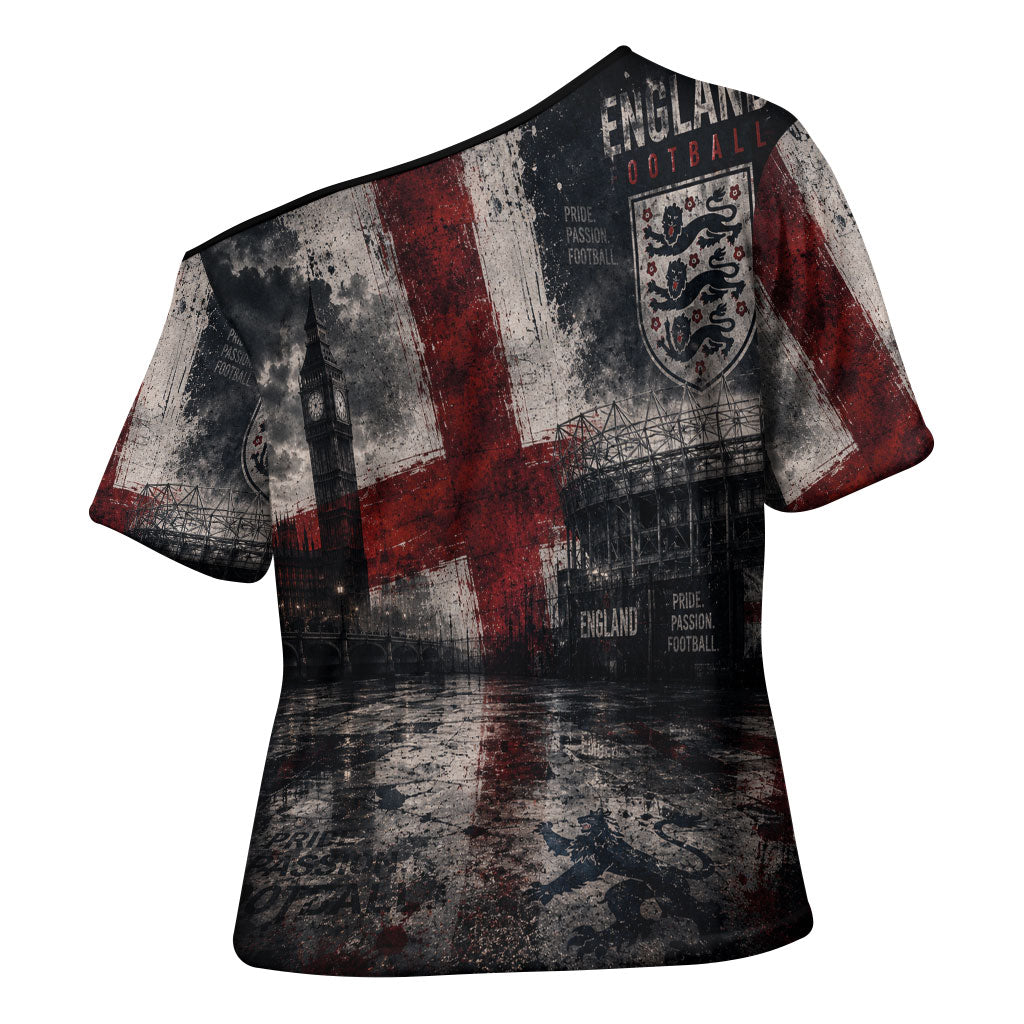 England National Football Cross Shoulder Shirt Football is Coming Home Typography Grunge Style