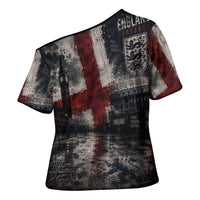 England National Football Cross Shoulder Shirt Football is Coming Home Typography Grunge Style