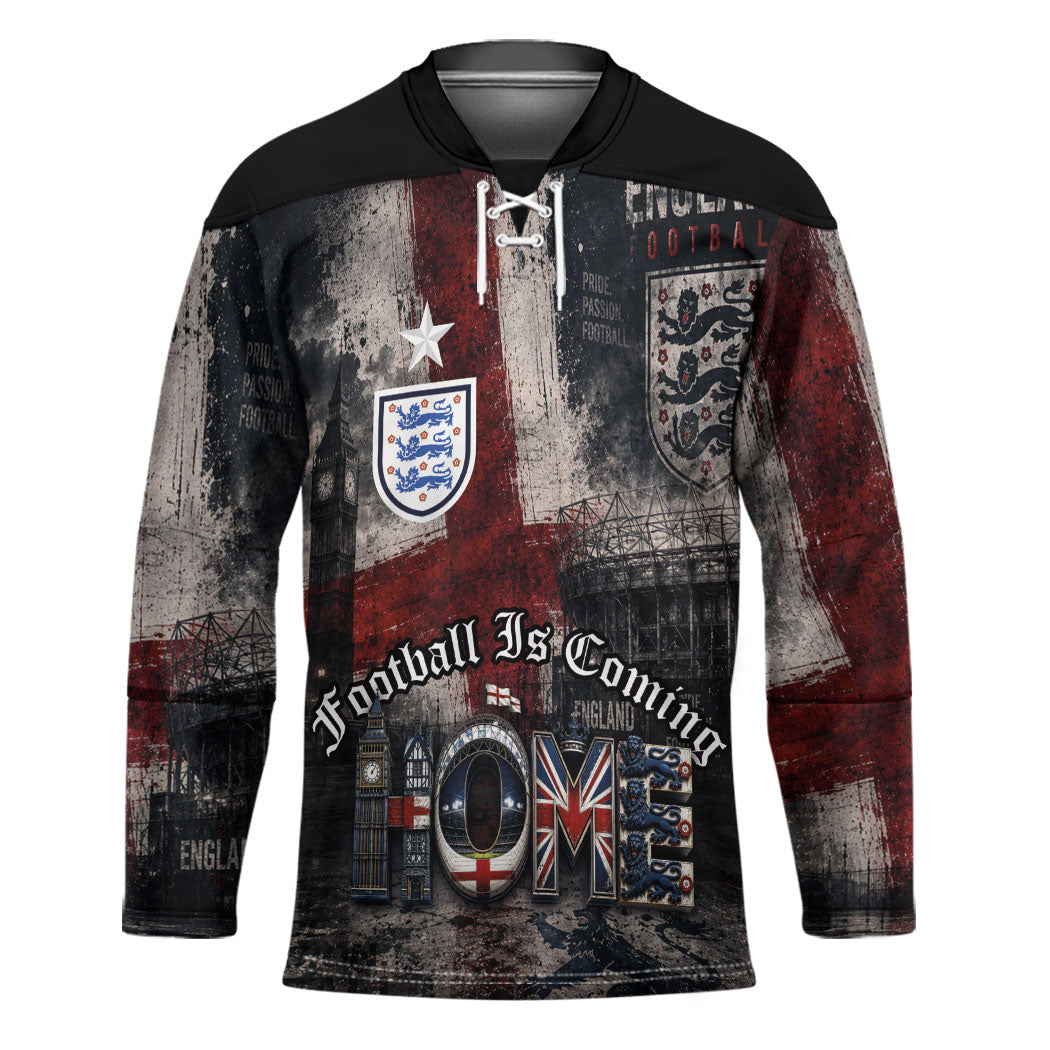 England National Football Hockey Jersey Football is Coming Home Typography Grunge Style