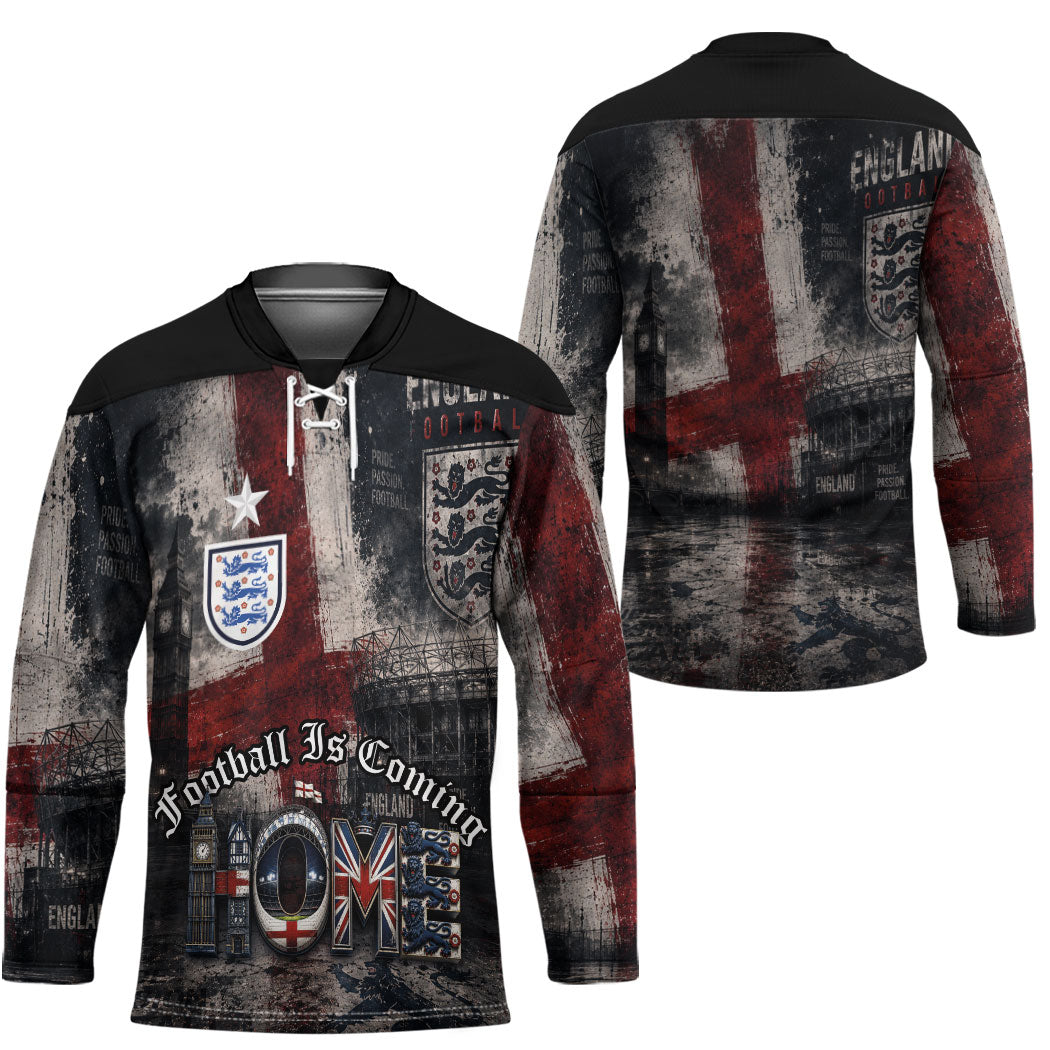 England National Football Hockey Jersey Football is Coming Home Typography Grunge Style