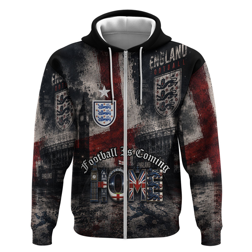 England National Football Hoodie Football is Coming Home Typography Grunge Style