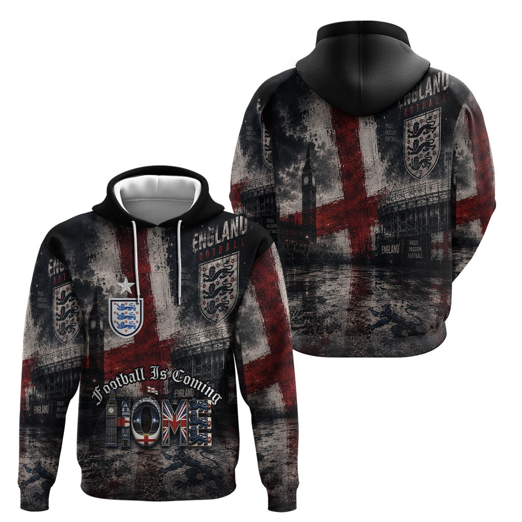 England National Football Hoodie Football is Coming Home Typography Grunge Style