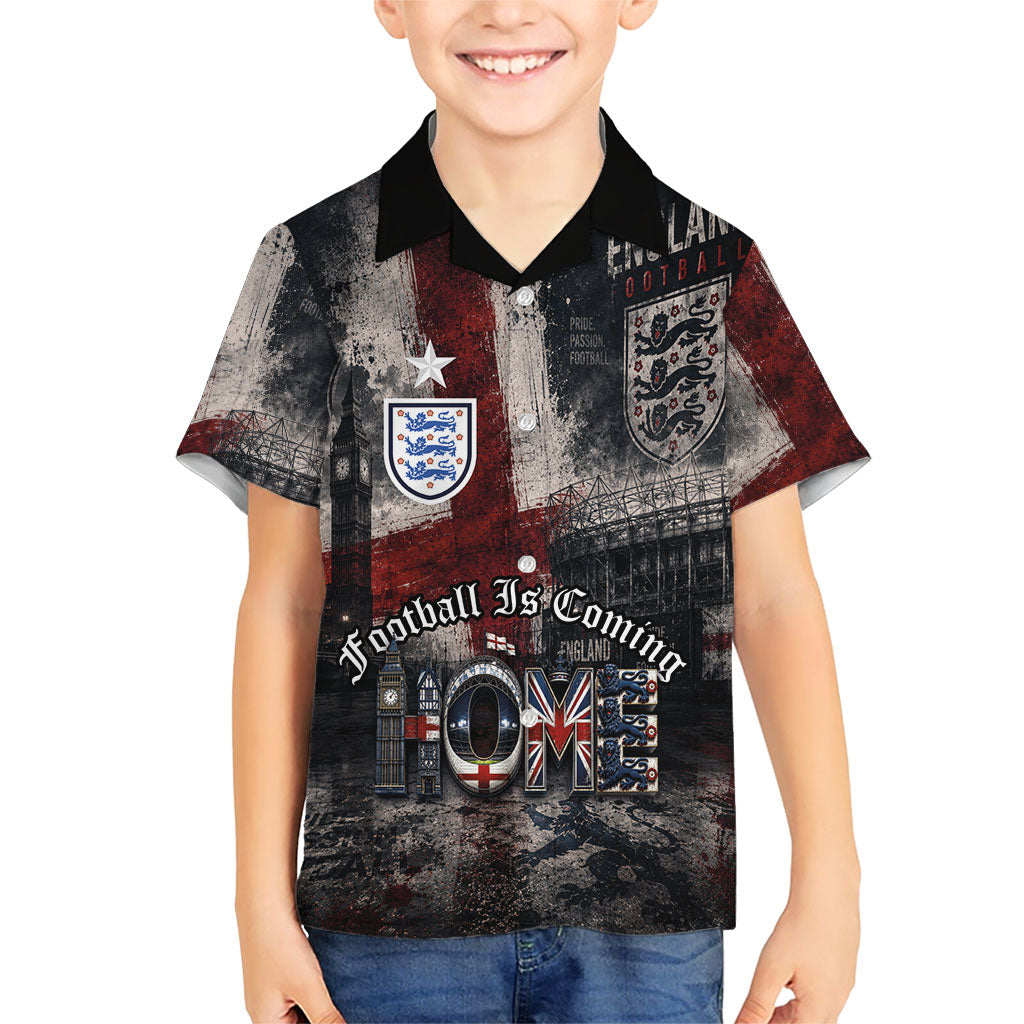 England National Football Kid Hawaiian Shirt Football is Coming Home Typography Grunge Style