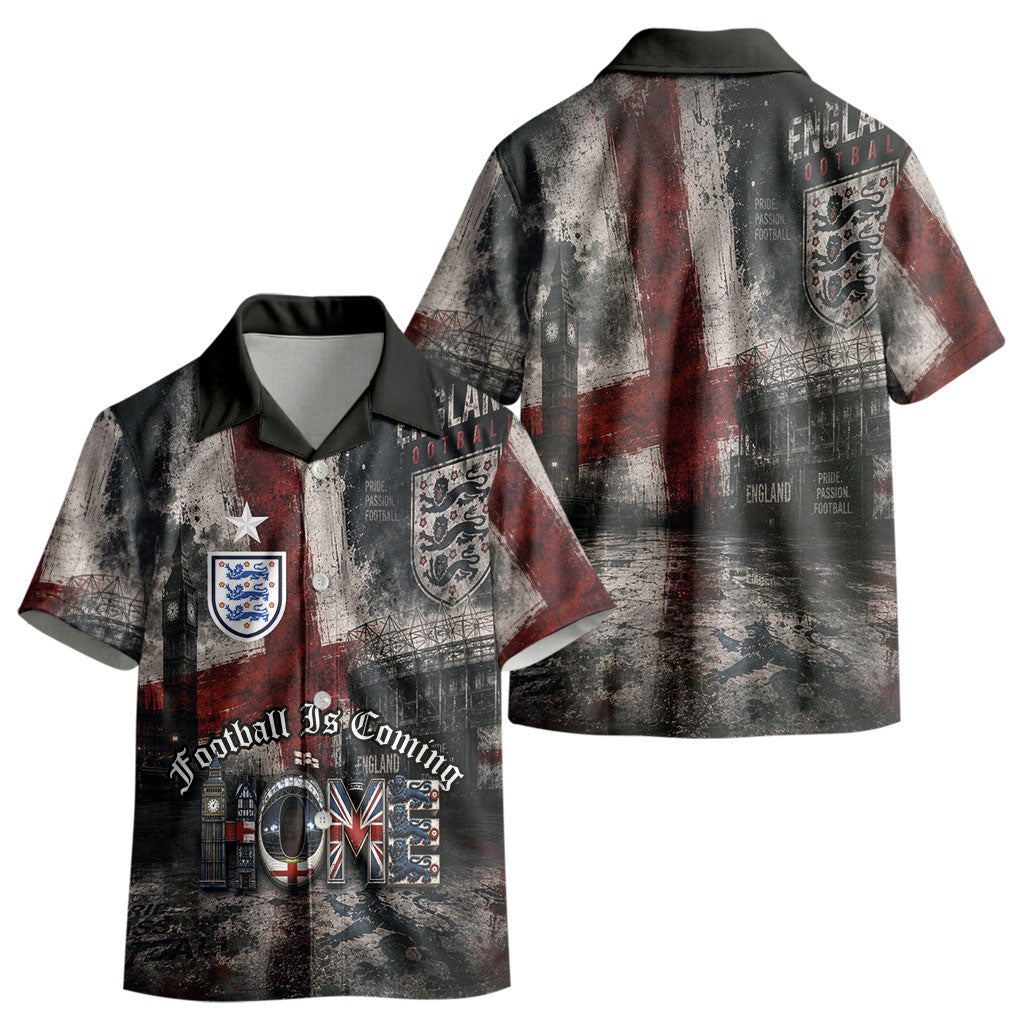 England National Football Kid Hawaiian Shirt Football is Coming Home Typography Grunge Style LT03