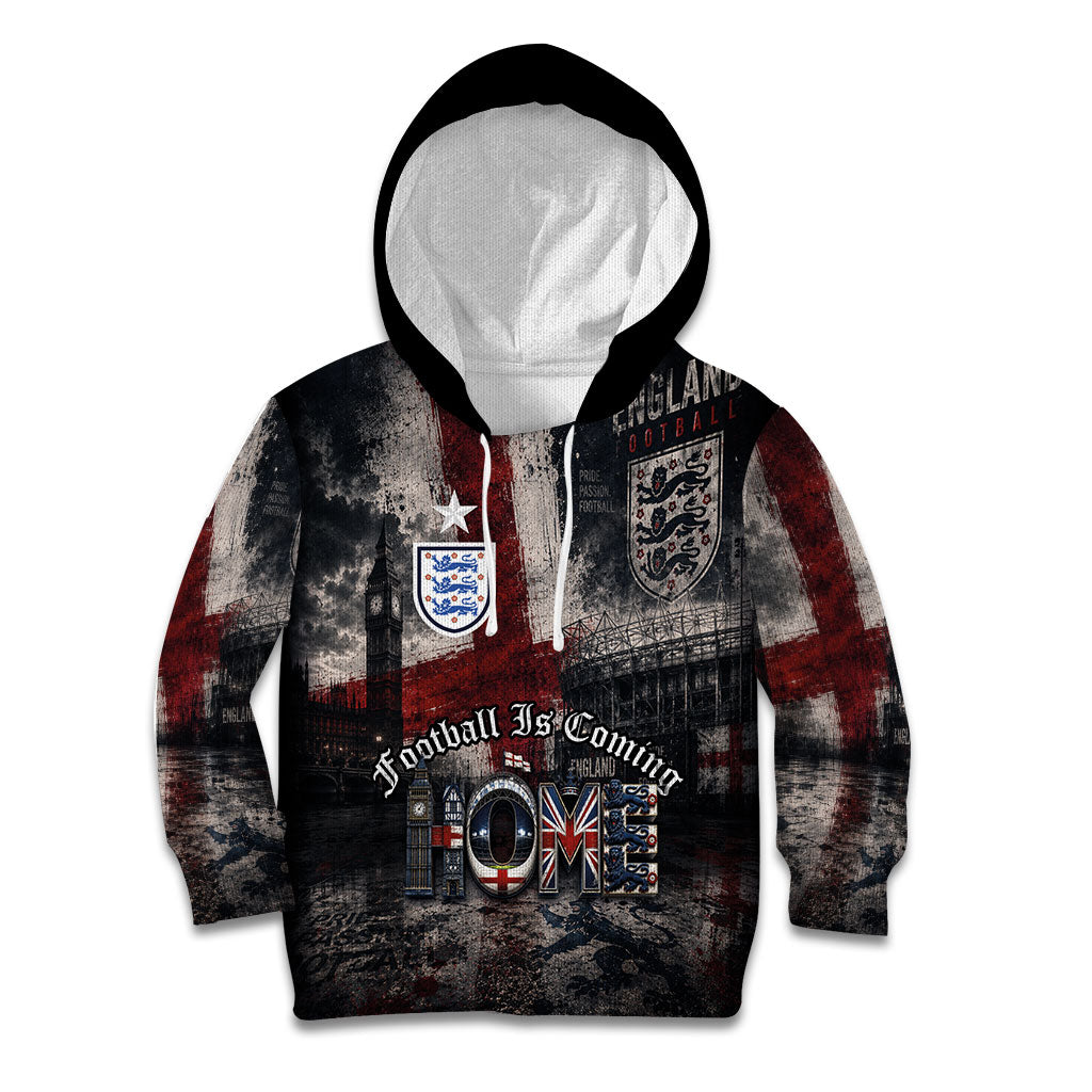 England National Football Kid Hoodie Football is Coming Home Typography Grunge Style
