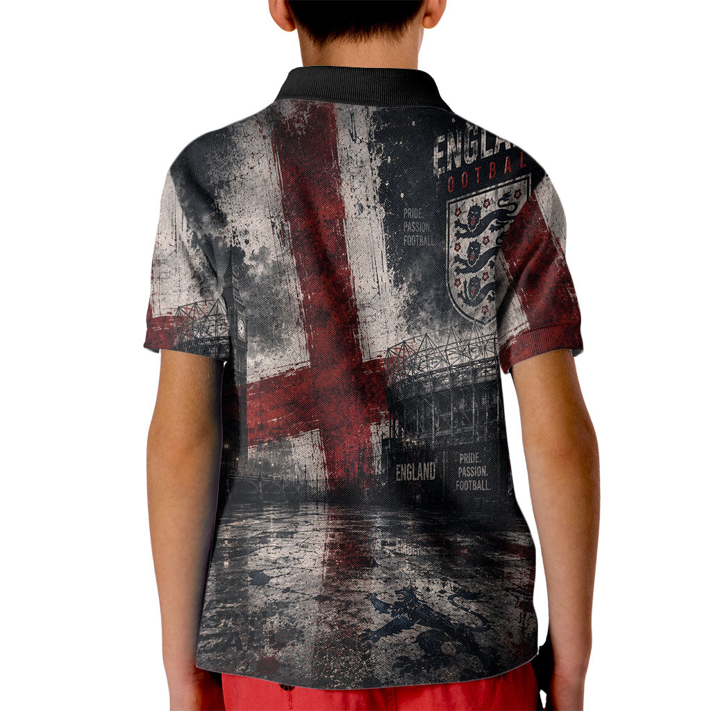 England National Football Kid Polo Shirt Football is Coming Home Typography Grunge Style