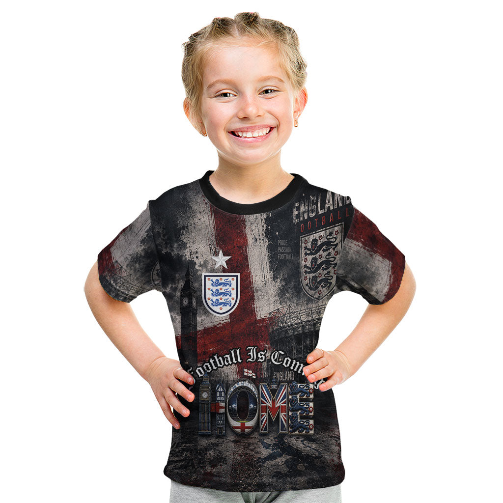 England National Football Kid T Shirt Football is Coming Home Typography Grunge Style