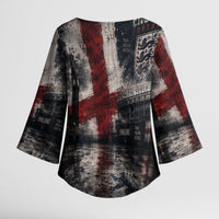 England National Football Kimono Sleeve Blouse Football is Coming Home Typography Grunge Style
