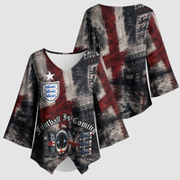 England National Football Kimono Sleeve Blouse Football is Coming Home Typography Grunge Style