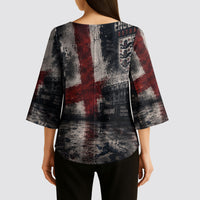 England National Football Kimono Sleeve Blouse Football is Coming Home Typography Grunge Style