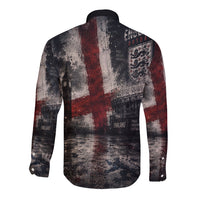 England National Football Long Sleeve Button Shirt Football is Coming Home Typography Grunge Style