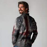 England National Football Long Sleeve Polo Shirt Football is Coming Home Typography Grunge Style