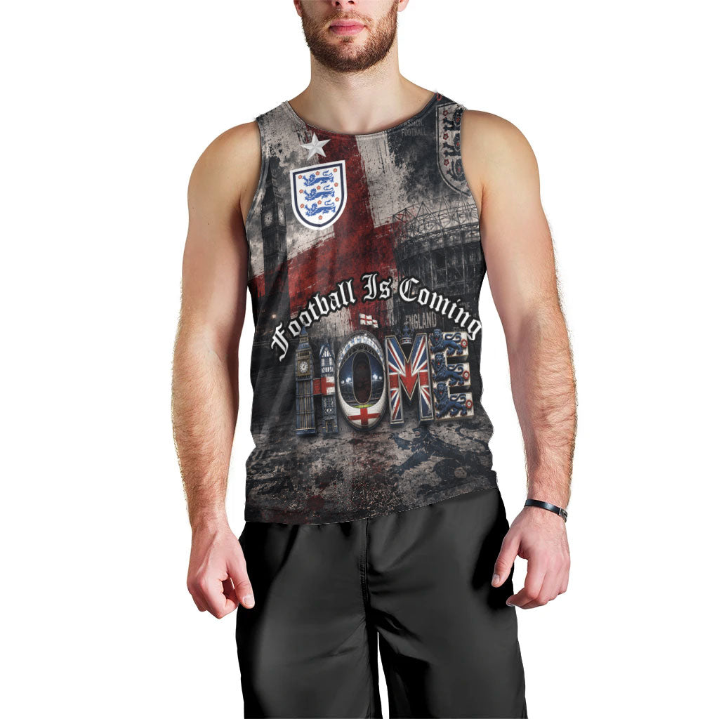 England National Football Men Tank Top Football is Coming Home Typography Grunge Style