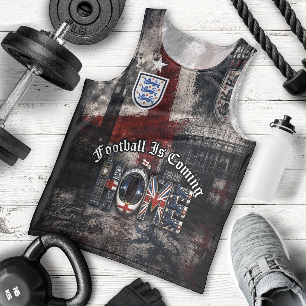 England National Football Men Tank Top Football is Coming Home Typography Grunge Style