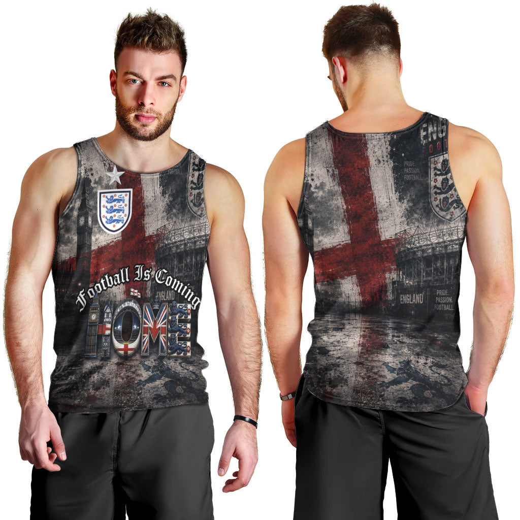 England National Football Men Tank Top Football is Coming Home Typography Grunge Style