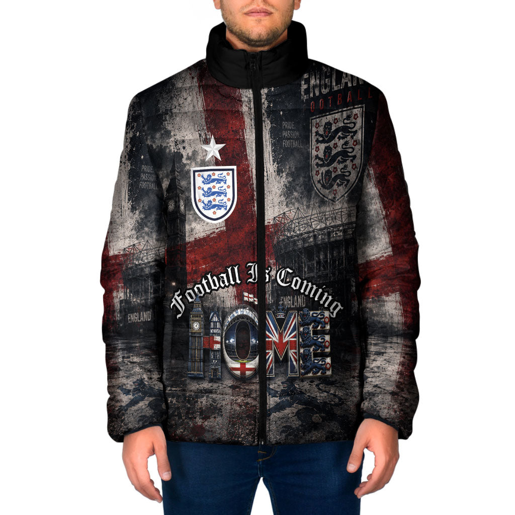 England National Football Padded Jacket Football is Coming Home Typography Grunge Style