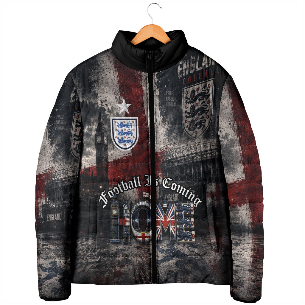 England National Football Padded Jacket Football is Coming Home Typography Grunge Style