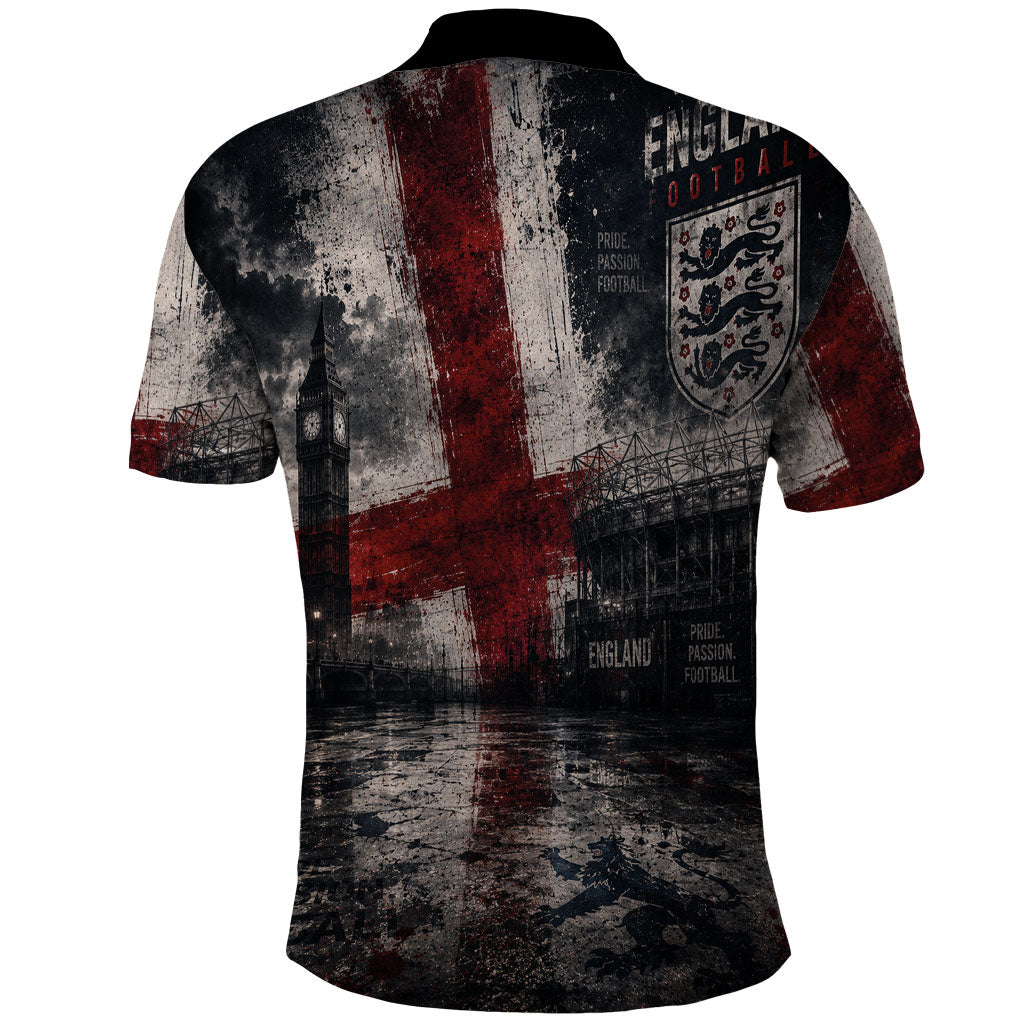 England National Football Polo Shirt Football is Coming Home Typography Grunge Style