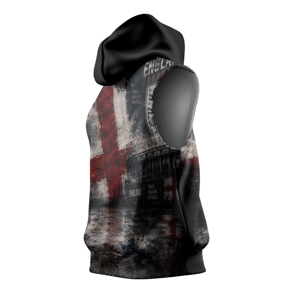 England National Football Sleeveless Hoodie Football is Coming Home Typography Grunge Style