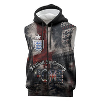 England National Football Sleeveless Zip Hoodie Football is Coming Home Typography Grunge Style