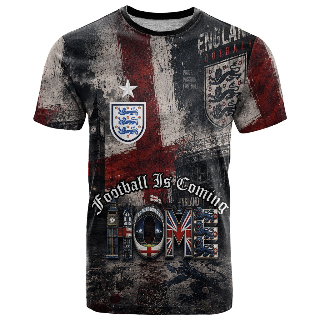 England National Football T Shirt Football is Coming Home Typography Grunge Style