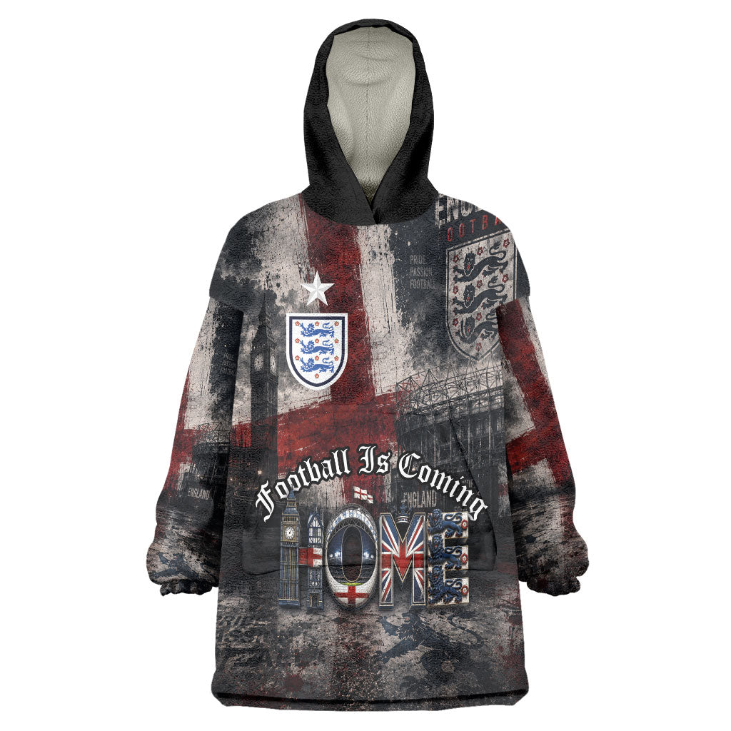 England National Football Wearable Blanket Hoodie Football is Coming Home Typography Grunge Style