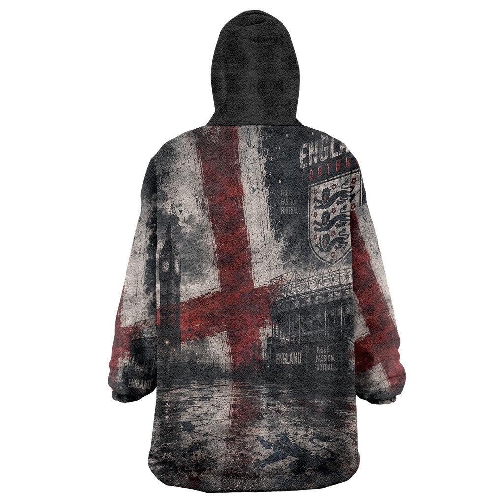 England National Football Wearable Blanket Hoodie Football is Coming Home Typography Grunge Style