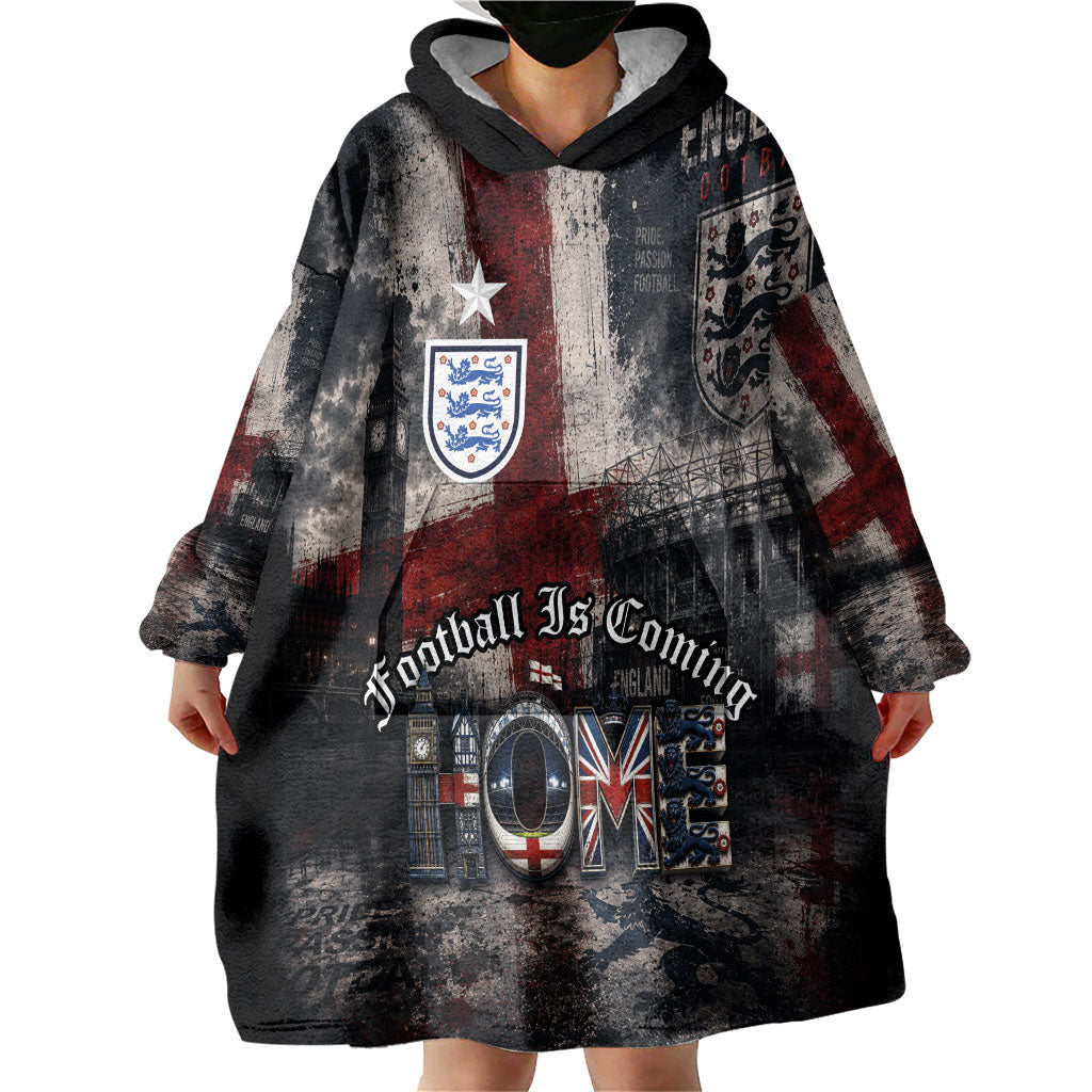England National Football Wearable Blanket Hoodie Football is Coming Home Typography Grunge Style