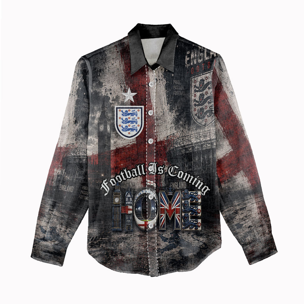 England National Football Women Casual Shirt Football is Coming Home Typography Grunge Style