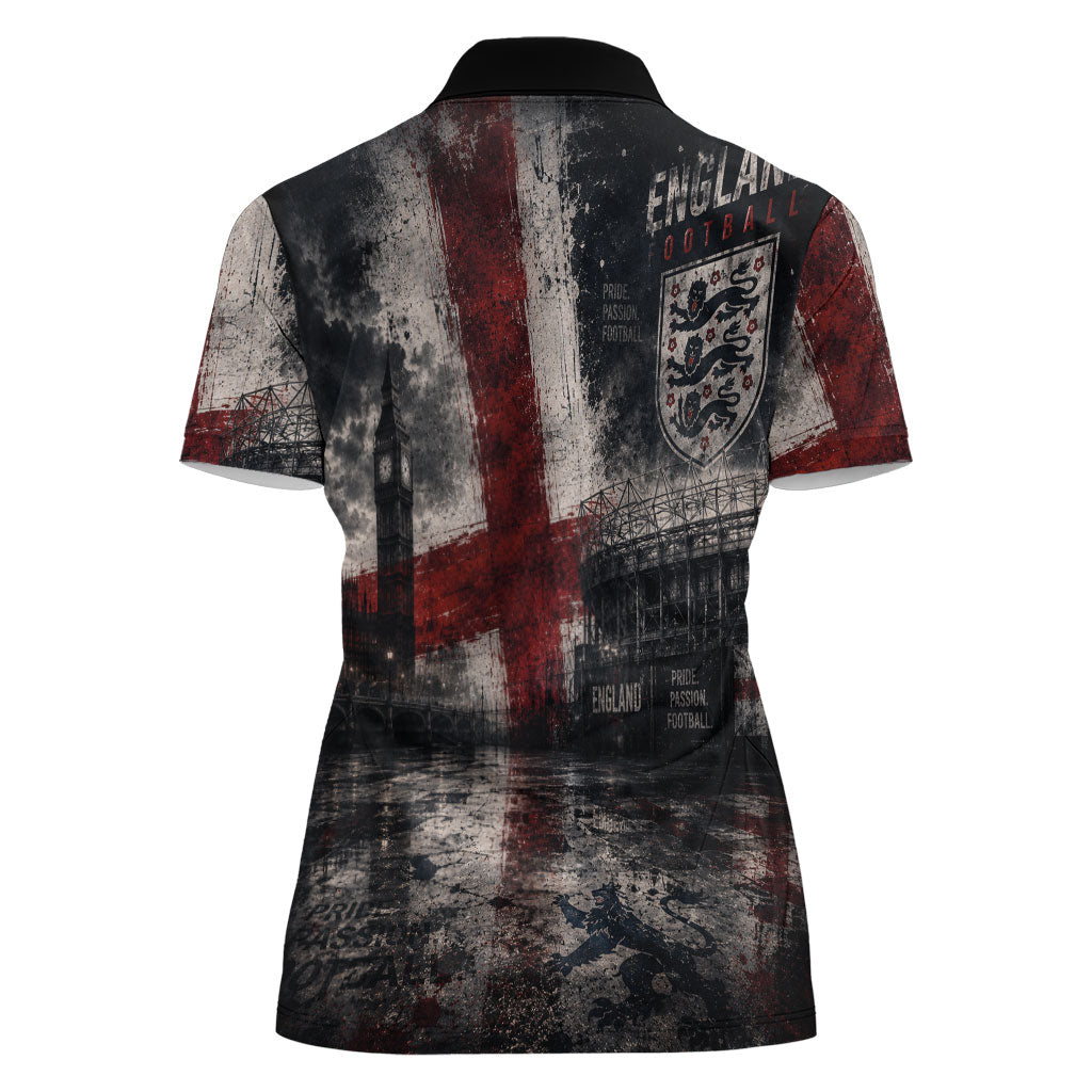 England National Football Women Polo Shirt Football is Coming Home Typography Grunge Style