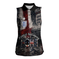 England National Football Women Sleeveless Polo Shirt Football is Coming Home Typography Grunge Style