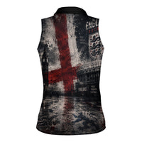 England National Football Women Sleeveless Polo Shirt Football is Coming Home Typography Grunge Style