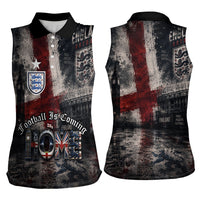 England National Football Women Sleeveless Polo Shirt Football is Coming Home Typography Grunge Style