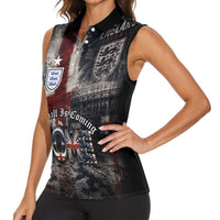 England National Football Women Sleeveless Polo Shirt Football is Coming Home Typography Grunge Style