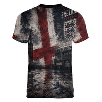 England National Football Women V-Neck T-Shirt Football is Coming Home Typography Grunge Style