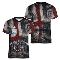 England National Football Women V-Neck T-Shirt Football is Coming Home Typography Grunge Style