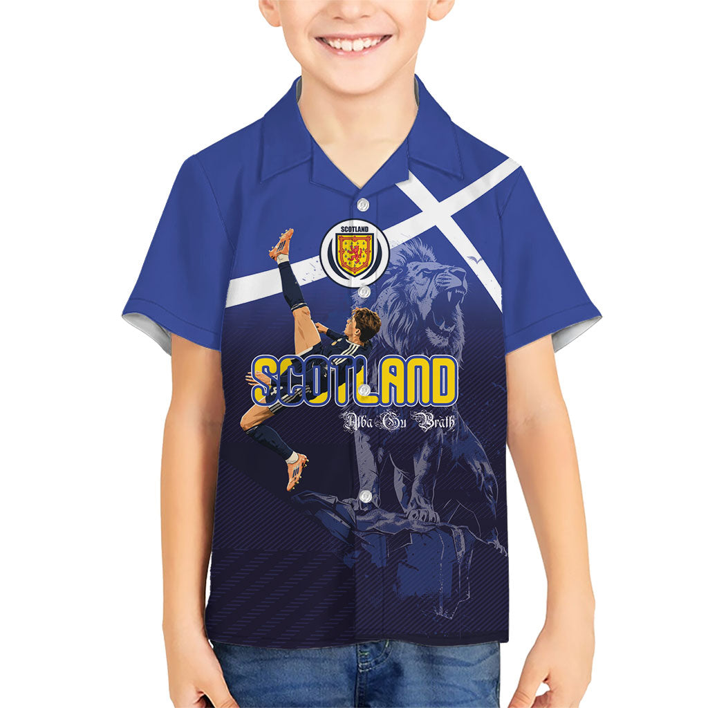 Custom Scotland National Football Kid Hawaiian Shirt Volley to the North America 2026