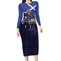 Custom Scotland National Football Long Sleeve Bodycon Dress Volley to the North America 2026